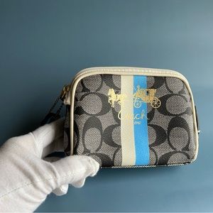 Pre-loved Coach Monogram Heritage Monogram Cosmetic Bag